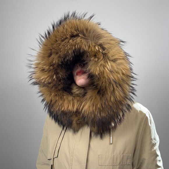 Luxury Parka Coat Real Fur Hood CaesarLeo Collection Russia Style - Picture 2 of 15